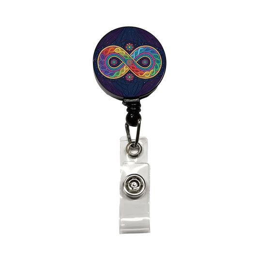 Psychedelic Patterns And Infinite Loops Colorful Retractable ID Key Card Name Tag Badge Holder with Clip
