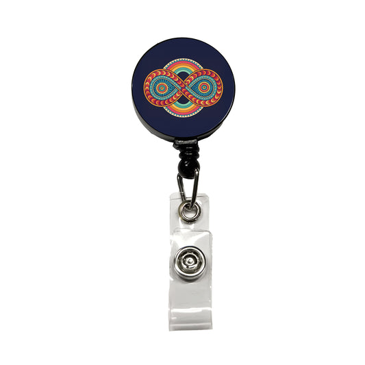 Psychedelic Patterns Groovy Infinite Loops Retractable ID Key Card Name Tag Badge Holder with Clip
