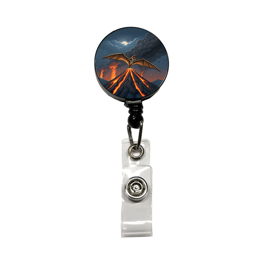 Pterodactylus Volcano Flying Dinosaur Retractable ID Key Card Name Tag Badge Holder with Clip