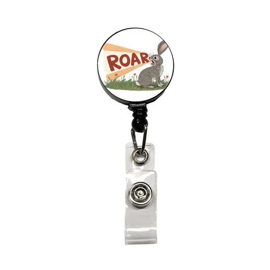 Rabbit Roar Bold Text Funny Retractable ID Key Card Name Tag Badge Holder with Clip