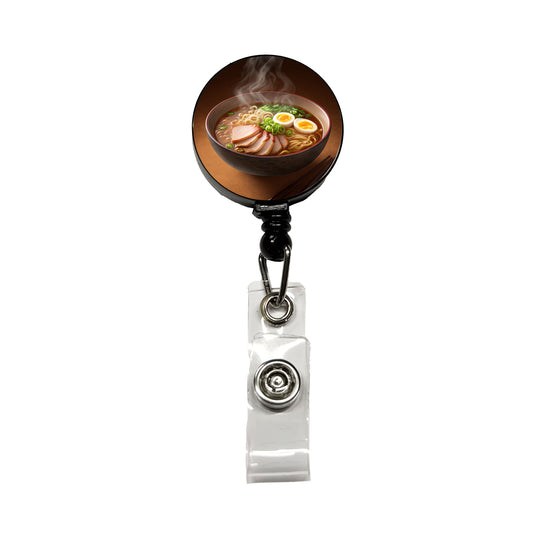 Ramen Bowl Noodles Dinner Retractable ID Key Card Name Tag Badge Holder with Clip