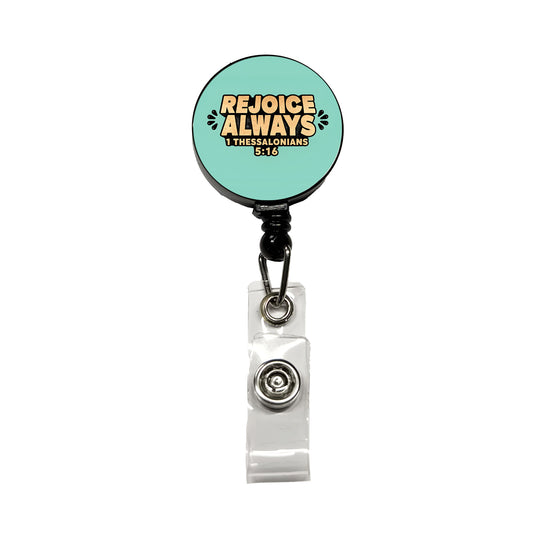 Rejoice Always Bible Verse Retractable ID Key Card Name Tag Badge Holder with Clip