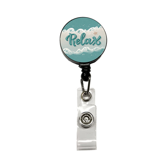 Relax Sea Foam Ocean Retractable ID Key Card Name Tag Badge Holder with Clip