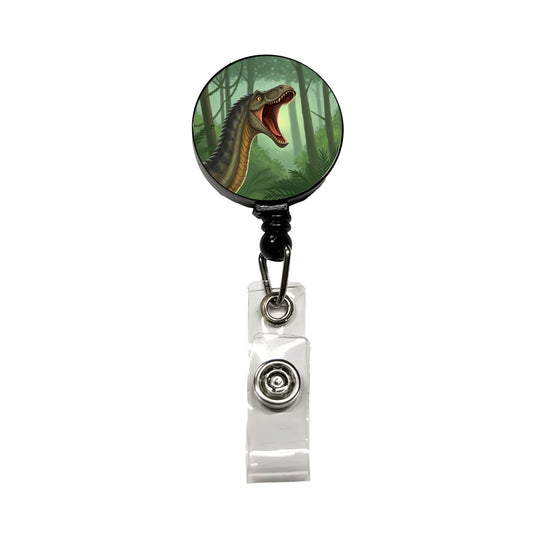 Roaring Apatosaurus Dinosaur Forest Retractable ID Key Card Name Tag Badge Holder with Clip