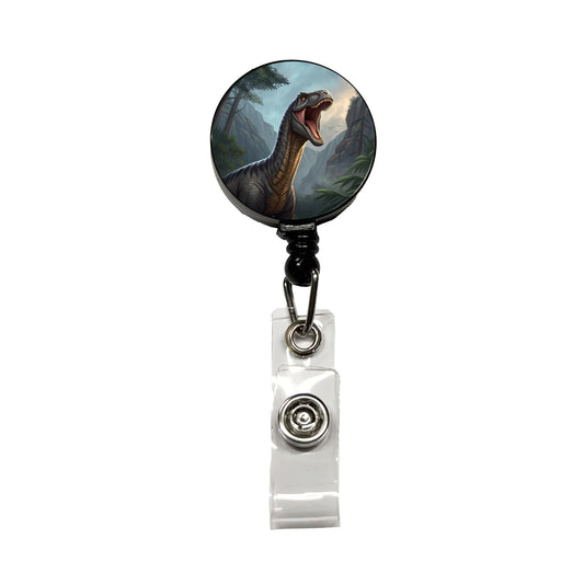 Roaring Argentinosaurus Dinosaur Mountains Retractable ID Key Card Name Tag Badge Holder with Clip