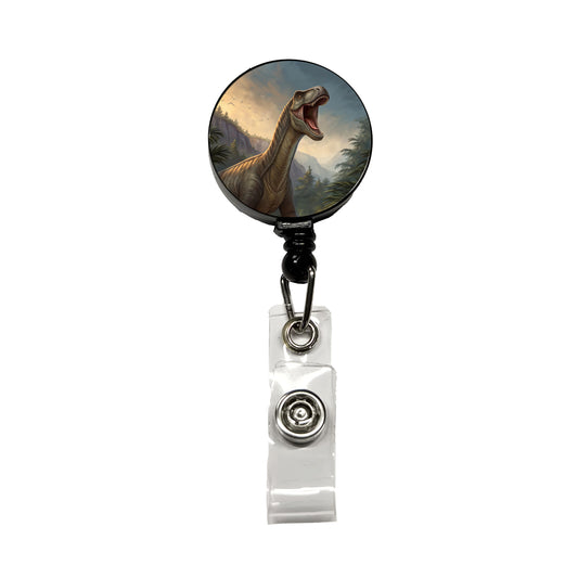 Roaring Argentinosaurus Dinosaur Retractable ID Key Card Name Tag Badge Holder with Clip