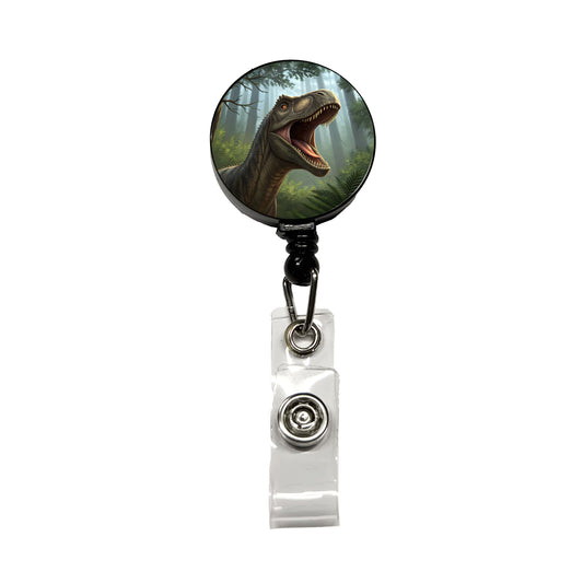 Roaring Brontosaurus Dinosaur Forest Retractable ID Key Card Name Tag Badge Holder with Clip