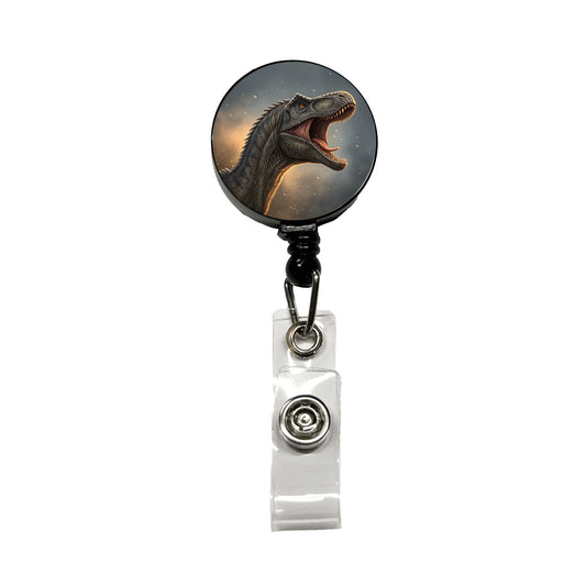 Roaring Brontosaurus Dinosaur Retractable ID Key Card Name Tag Badge Holder with Clip