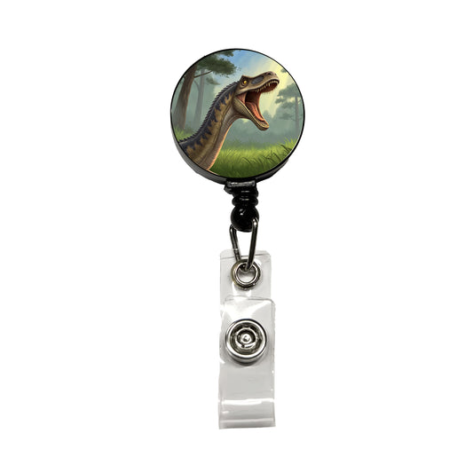 Roaring Diplodocus Dinosaur Forest Retractable ID Key Card Name Tag Badge Holder with Clip