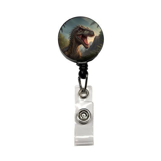 Roaring Eoraptor Dinosaur Scary Retractable ID Key Card Name Tag Badge Holder with Clip