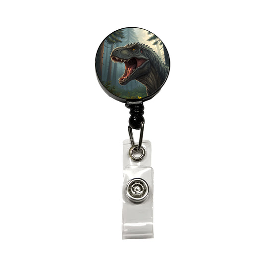 Roaring Giganotosaurus Dinosaur Retractable ID Key Card Name Tag Badge Holder with Clip