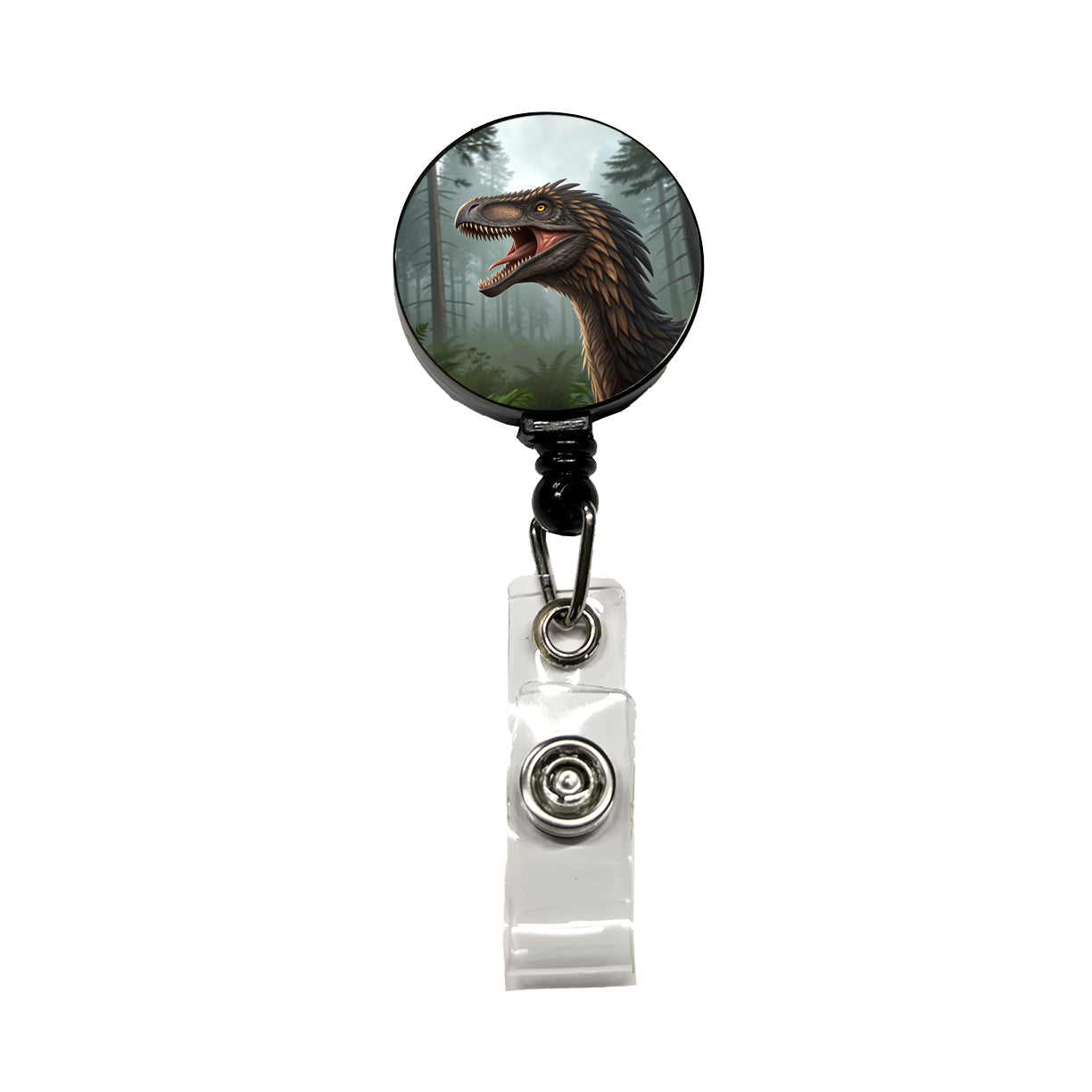 Roaring Raptor Dinosaur Retractable ID Key Card Name Tag Badge Holder with Clip