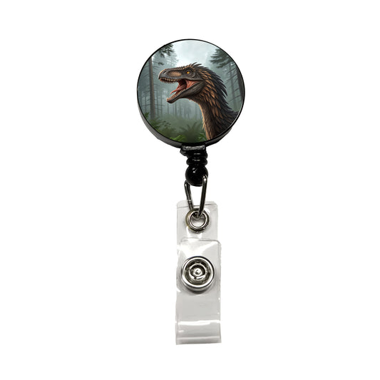 Roaring Raptor Dinosaur Retractable ID Key Card Name Tag Badge Holder with Clip