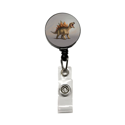 Roaring Stegosaurus Dinosaur Retractable ID Key Card Name Tag Badge Holder with Clip