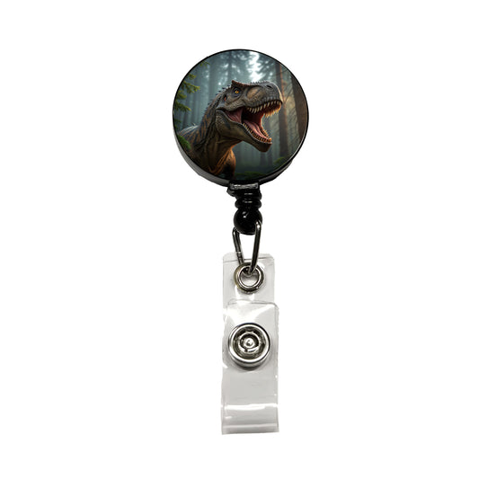 Roaring Tyrannosaurus Rex Dinosaur Scary Retractable ID Key Card Name Tag Badge Holder with Clip