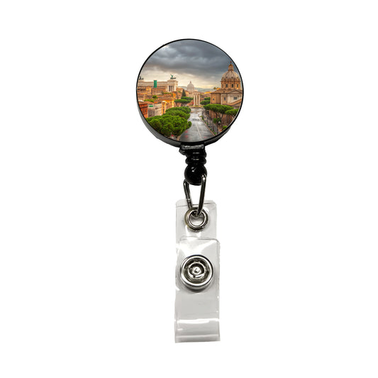 Rome Italy City Travel History Retractable ID Key Card Name Tag Badge Holder with Clip