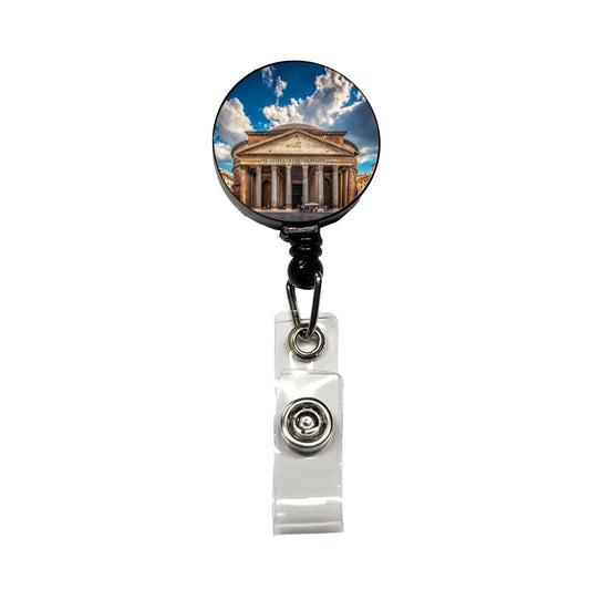 Rome Italy Pantheon Travel History Retractable ID Key Card Name Tag Badge Holder with Clip