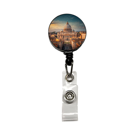 Rome Italy Vatican City Travel Retractable ID Key Card Name Tag Badge Holder with Clip