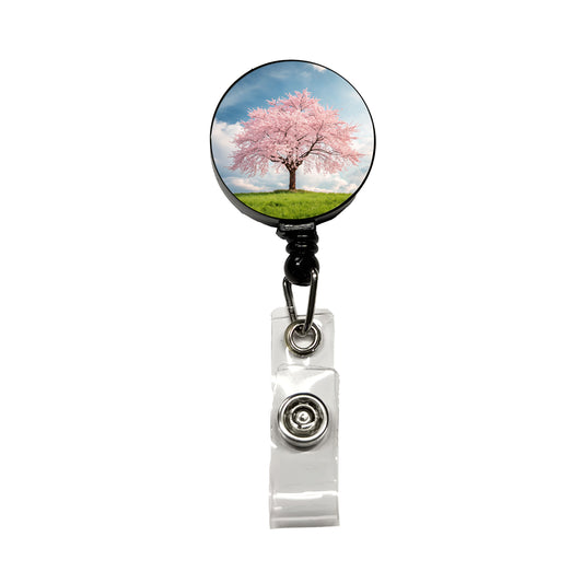 Sakura Cherry Blossom Tree Japan Beautiful Flowers Retractable ID Key Card Name Tag Badge Holder with Clip