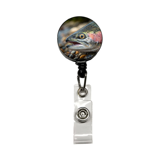 Salmon Fish Eye Close Up Fishing Retractable ID Key Card Name Tag Badge Holder with Clip