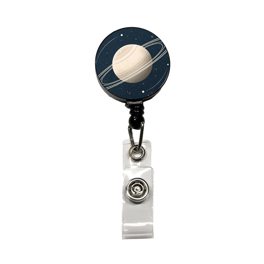 Saturn Planet Rings Space Retractable ID Key Card Name Tag Badge Holder with Clip