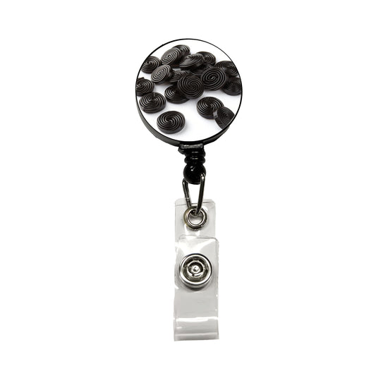 Scattered Black Licorice Retractable ID Key Card Name Tag Badge Holder with Clip