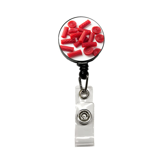 Scattered Red Licorice Retractable ID Key Card Name Tag Badge Holder with Clip