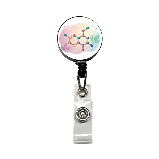 Serotonin Molecule Aesthetic Science Retractable ID Key Card Name Tag Badge Holder with Clip