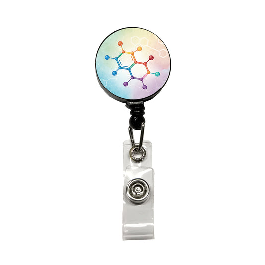 Serotonin Molecule Science Scientific Retractable ID Key Card Name Tag Badge Holder with Clip