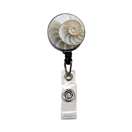 Shell Marble Swirl Retractable ID Key Card Name Tag Badge Holder with Clip