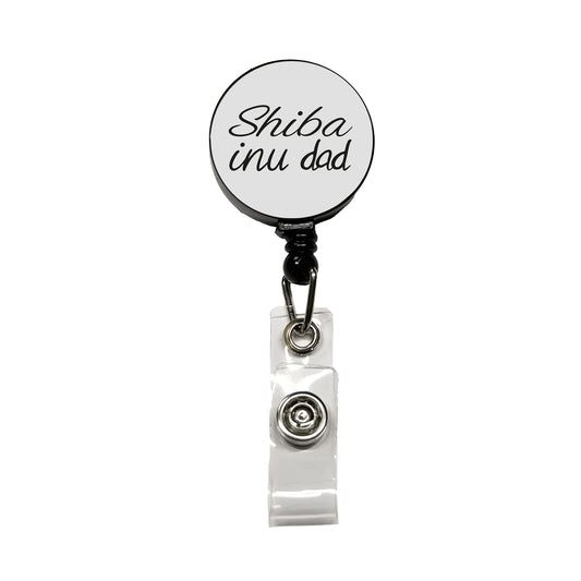 Shiba Inu Dad Dog Retractable ID Key Card Name Tag Badge Holder with Clip