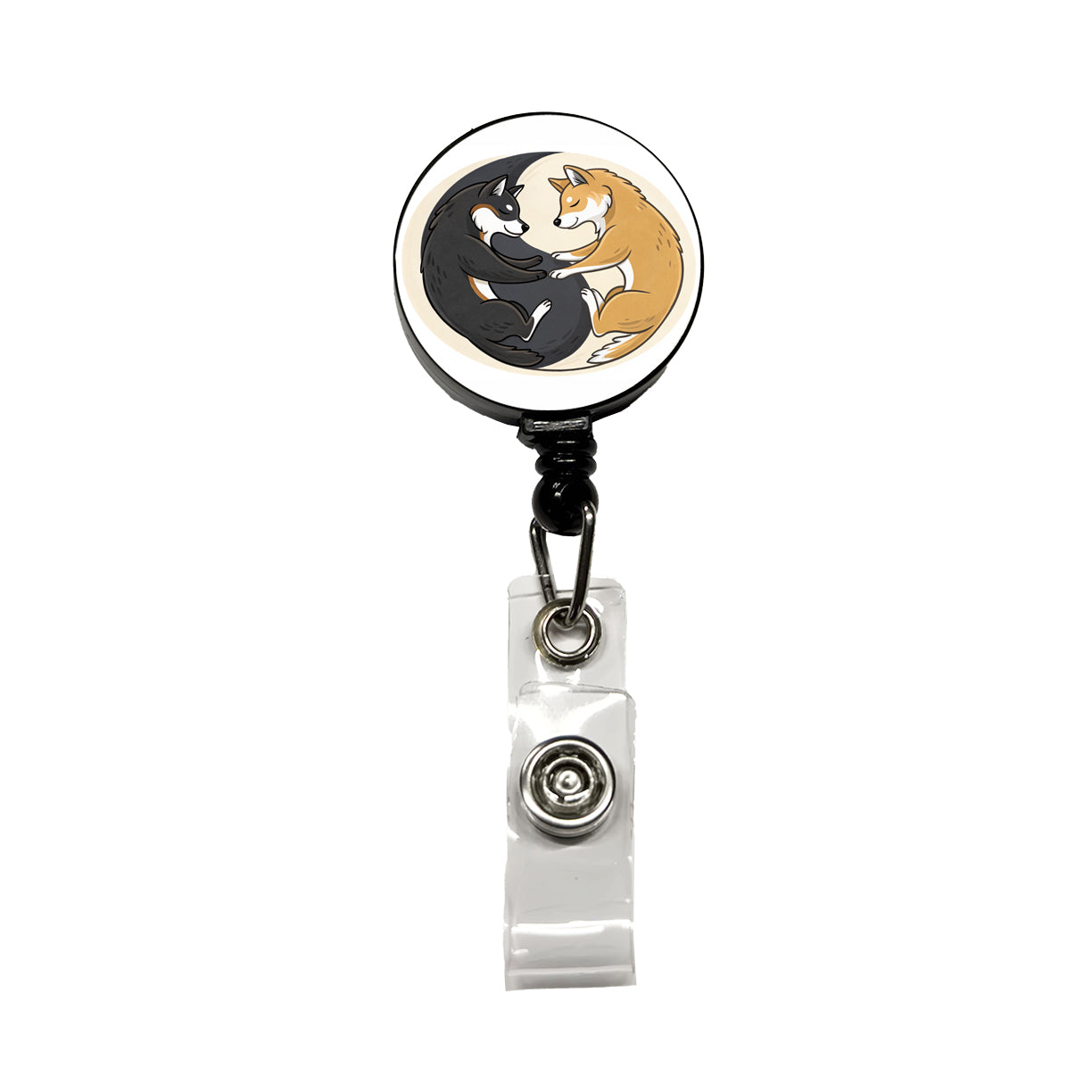 Shiba Inus Yin Yang Dogs Retractable ID Key Card Name Tag Badge Holder with Clip