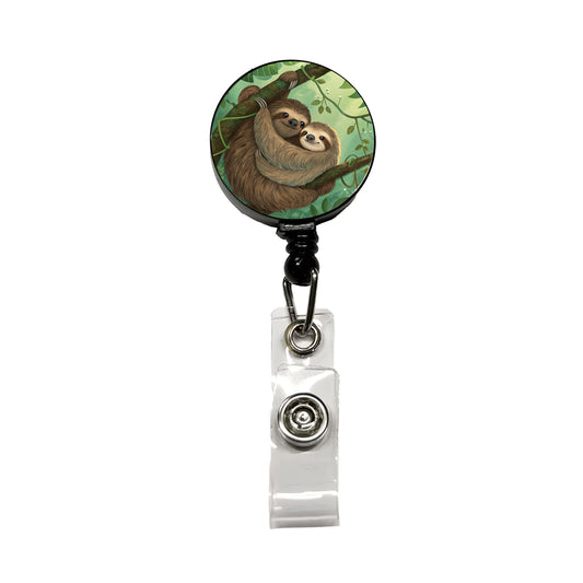 Sloths Hugging Love Retractable ID Key Card Name Tag Badge Holder with Clip