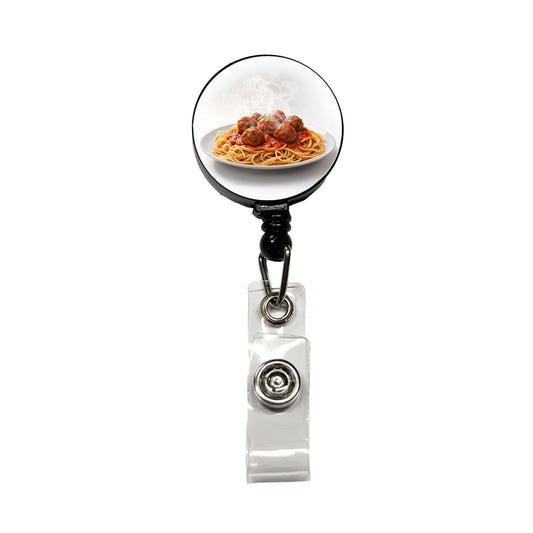 Spaghetti And Meatballs Italian Plate Retractable ID Key Card Name Tag Badge Holder with Clip
