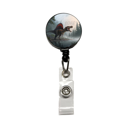 Spinosaurus Roar Dinosaur Retractable ID Key Card Name Tag Badge Holder with Clip