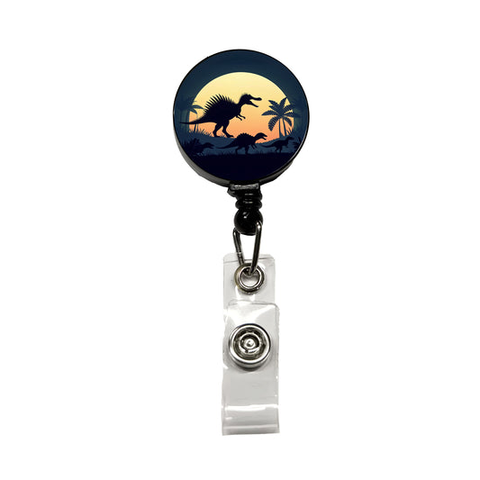 Spinosaurus Silhouettes Dinosaurs Retractable ID Key Card Name Tag Badge Holder with Clip
