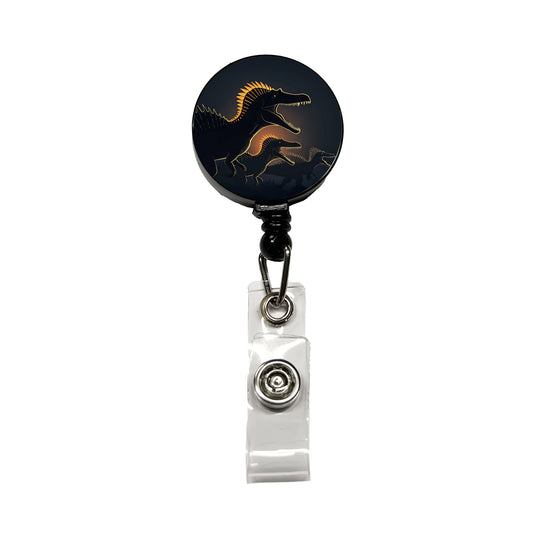 Spinosaurus Silhouettes Night Dinosaurs Retractable ID Key Card Name Tag Badge Holder with Clip