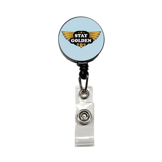 Stay Golden Funny Retractable ID Key Card Name Tag Badge Holder with Clip