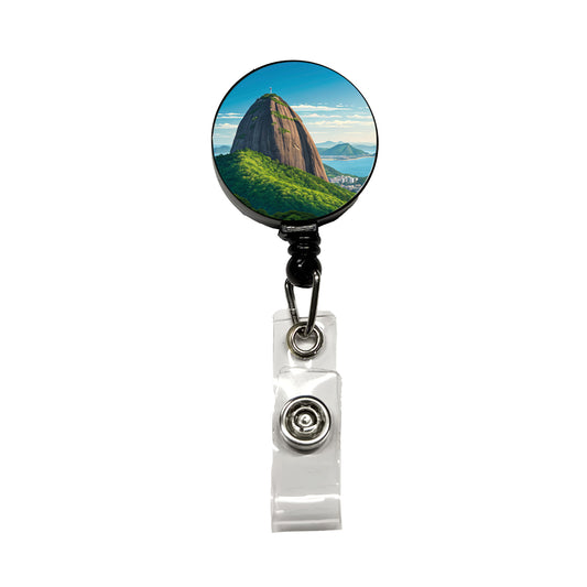 Sugarloaf Mountain Rio de Janeiro Brazil Retractable ID Key Card Name Tag Badge Holder with Clip