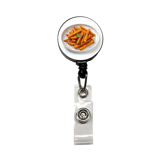 Sweet Potato Fries On Plate Retractable ID Key Card Name Tag Badge Holder with Clip