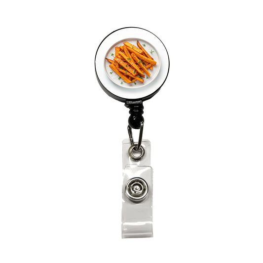 Sweet Potato Fries Yummy Retractable ID Key Card Name Tag Badge Holder with Clip