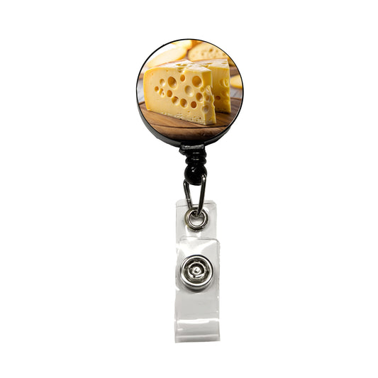 Swiss Cheese on Cutting Board Retractable ID Key Card Name Tag Badge Holder with Clip