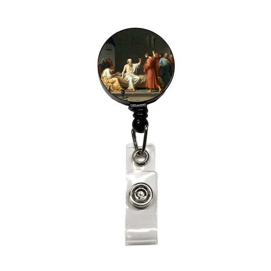 The Death Of Socrates Jacques Louis David Inspired Retractable ID Key Card Name Tag Badge Holder with Clip