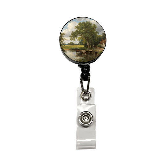 The Hay Wain By John Constable Inspired Retractable ID Key Card Name Tag Badge Holder with Clip