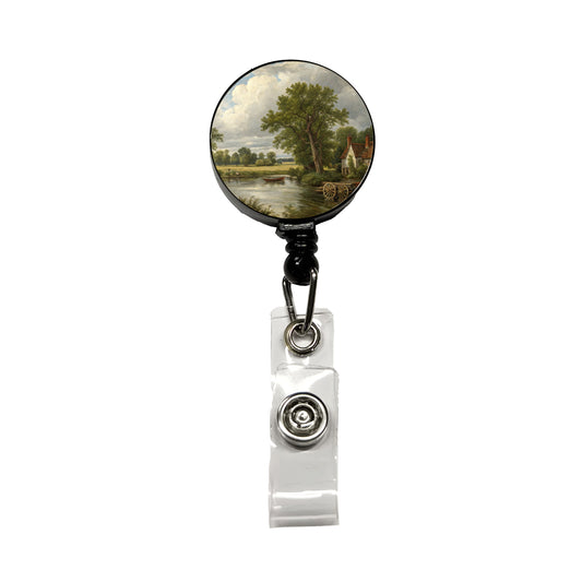 The Hay Wain By John Constable Painting Inspired Retractable ID Key Card Name Tag Badge Holder with Clip