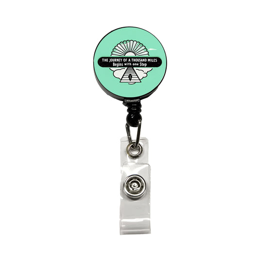 The Journey Of A Thousand Miles Begins With One Step Inspirational Retractable ID Key Card Name Tag Badge Holder with Clip