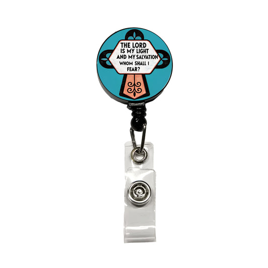 The Lord Is My Light And My Salvation Whom Shall I Fear Cross Bible Verse Retractable ID Key Card Name Tag Badge Holder with Clip