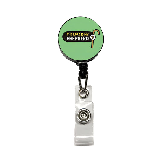 The Lord Is My Shepherd Psalm Bible Verse Retractable ID Key Card Name Tag Badge Holder with Clip