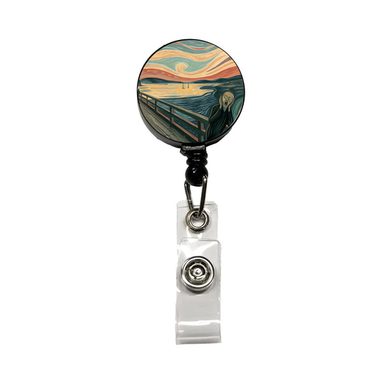 The Scream By Edvard Munch Parody Retractable ID Key Card Name Tag Badge Holder with Clip