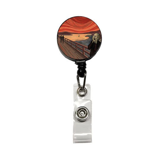The Scream Inspired By Edvard Munch Retractable ID Key Card Name Tag Badge Holder with Clip